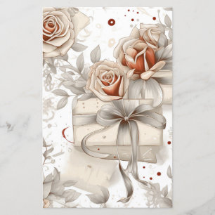 Papier Album decoupage vintage rose tons sépia