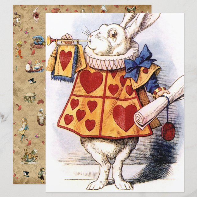 Papier Alice au pays des merveilles, Livre blanc de lapin (Devant / Derrière)