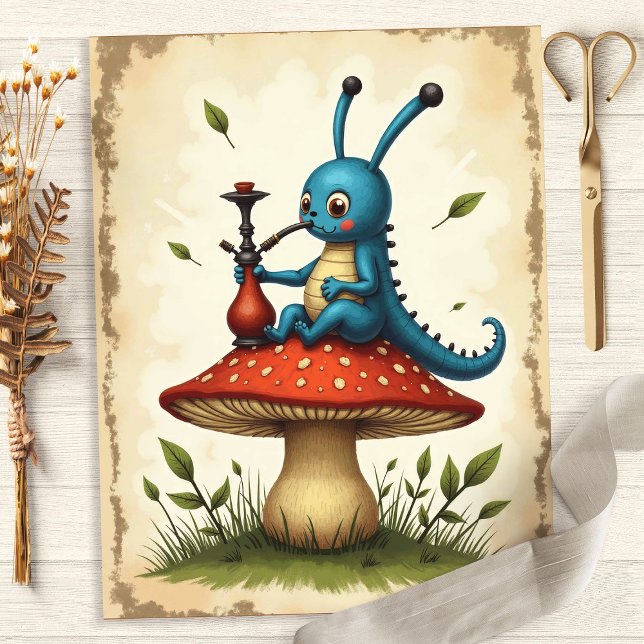 Papier Alice Caterpillar Hookah Scrapbook Paper (Créateur téléchargé)