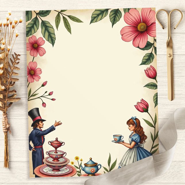 Papier Alice Mad Hatter Tea Party Scrapbook Paper (Créateur téléchargé)