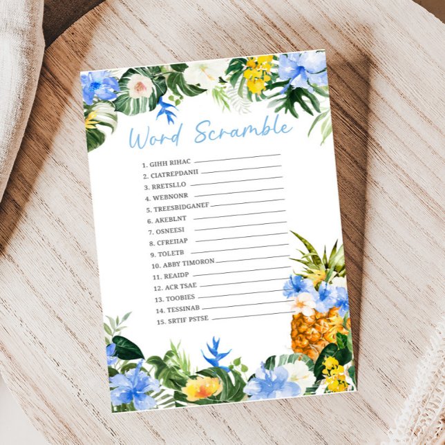 Papier Aloha Pineapple Baby Shower Word Scramble Game (Aloha Baby Baby Shower Game)