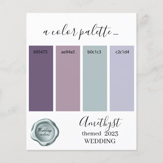Papier Amethyst couleurs Mariage Palette Card 2023 (Devant)