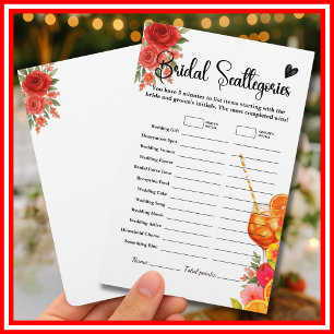 Papier Amour au premier Spritz Bridal Scattegories Jeu