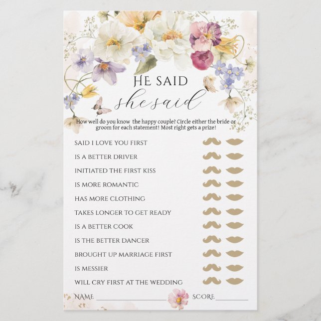 Papier Amour en fleur Fleur sauvage Rustic Bridal Jeu (Devant)