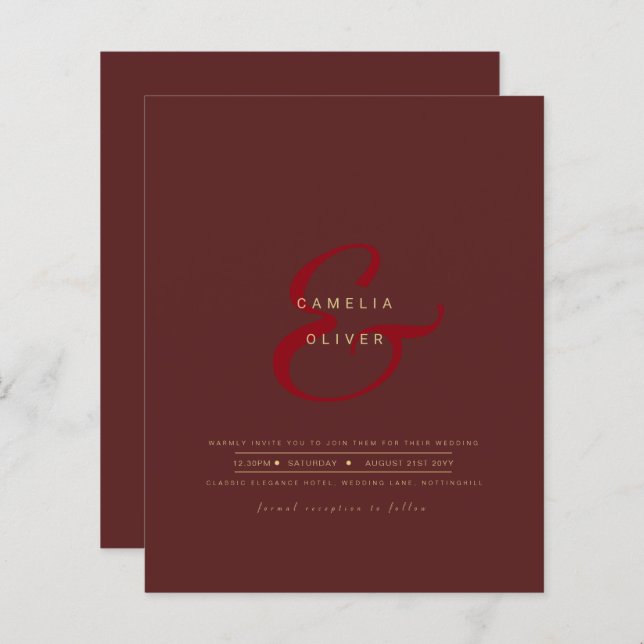 Papier Ampersand Mariage moderne Inviter QR Code RSVP (Devant / Derrière)