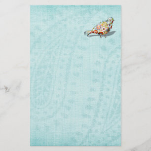 Papier Amusant Petit Oiseau Whimsical Mignonne Bleu