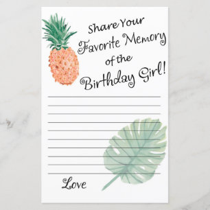 Papier ananas Mémoire préférée de la fille d'anniversaire
