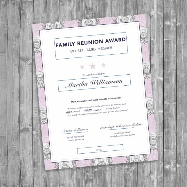Papier Ancien prix de la Réunion familiale Crest rose (Créateur téléchargé)