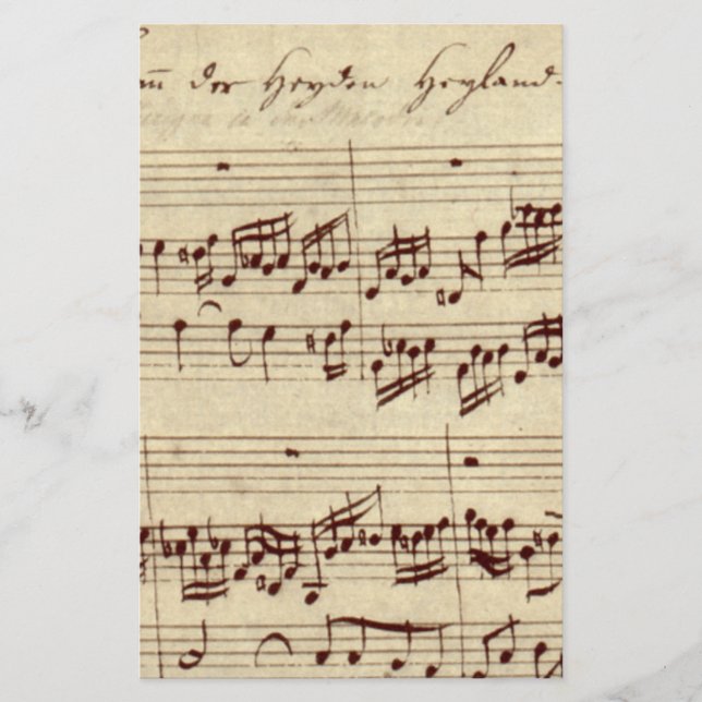 Papier Anciennes notes de musique - Partition de Bach (Devant)