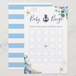 Papier Ancre Beach Baby shower floral nautique Bingo