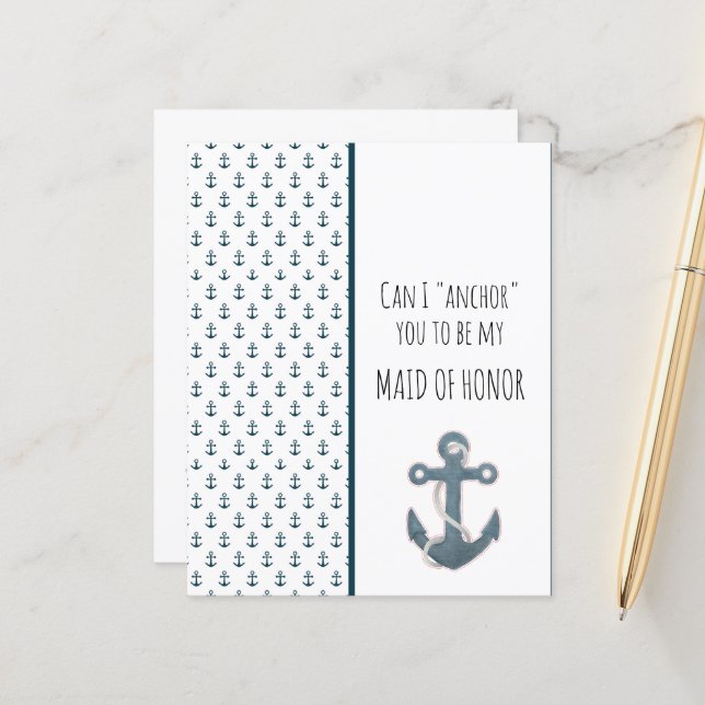 Papier Ancre bleue Serez-vous ma servante d'honneur (Devant/Arrière en situation)