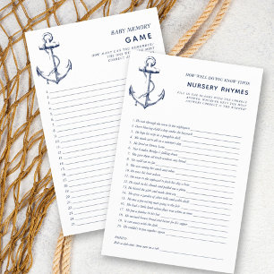 Papier Ancre nautique Jeux de Baby shower double face