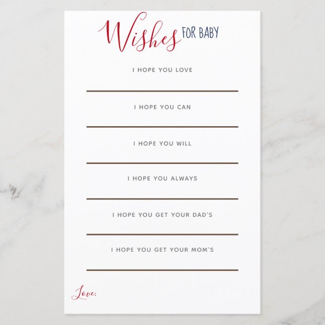 Papier Ancre Rouge Bleu Bleu Nautique Voeux pour bébé (Devant)