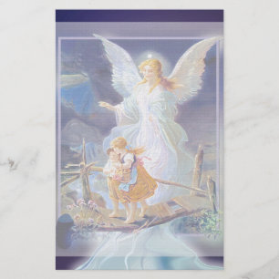 Papier Ange gardien, enfants et pont