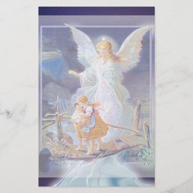 Papier Ange gardien, enfants et pont (Devant)