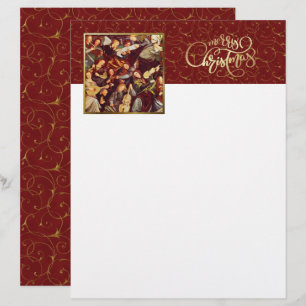 Papier Anges musiciens. Lettres de Noël en beaux-arts