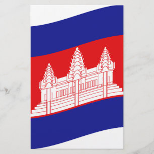 Papier Angkor Vat Drapeau Cambodgien Vague