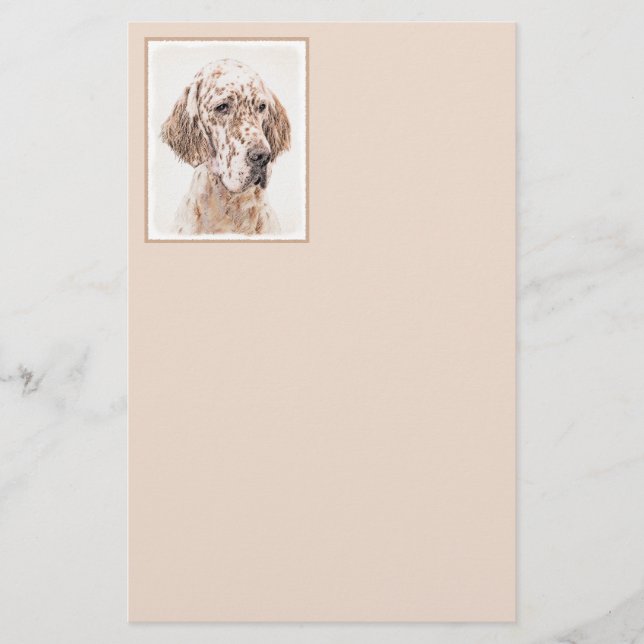 Papier Anglais Setter Orange Belton Peinture Chien Art (Devant)
