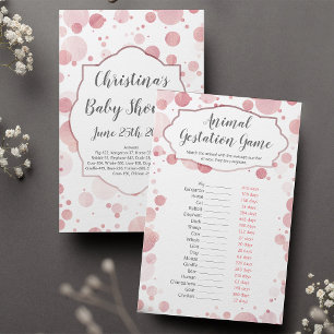 Papier Animal Gestation Baby Girl Douche Jeu, clé de répo