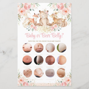 Papier Animaux boisés Blush Floral Baby ou Bière Belly