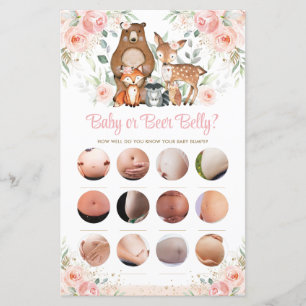 Papier Animaux boisés Pink Floral Baby ou Bière Belly