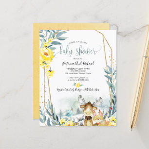 Papier Animaux de bois Baby shower Invitations budgétaire