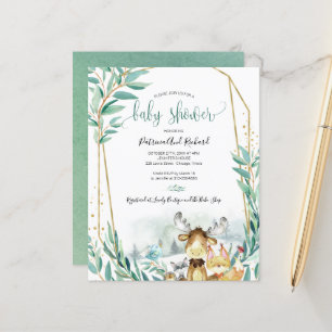 Papier Animaux de bois Baby shower Invitations budgétaire