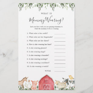 Papier Animaux de ferme Baby shower Qu'est-ce que maman p