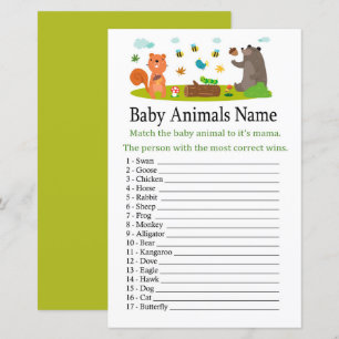 Papier Animaux de forêt Bébé Animaux Nom Jeu