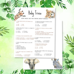 Papier Animaux de safari Bébé Quiz Jeu de Baby Shower