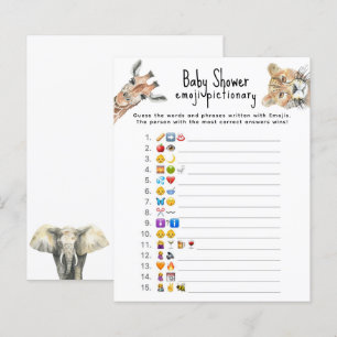 Papier Animaux de safari - Jeu d'images Emoji Baby Shower