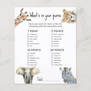 Papier Animaux de safari - Que contient votre sac à main