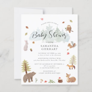 Papier Animaux des bois Aquarelle Baby shower Invitation