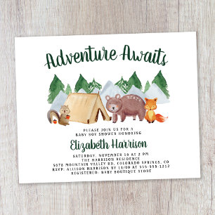 Papier Animaux des bois Camping Baby shower Invitation