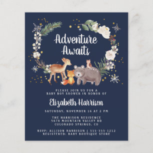 Papier Animaux des bois Invitation au Baby shower d'hiver