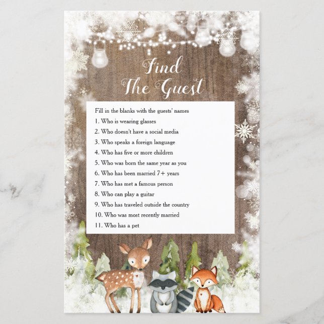 Papier Animaux d'hiver Flammes de neige en bois Trouvez l (Devant)