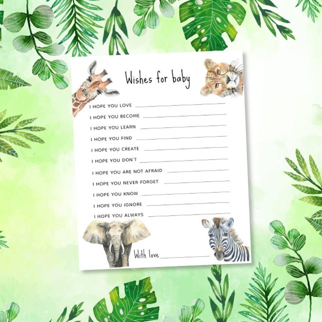 Papier Animaux Safari - Voeux pour bébé (Créateur téléchargé)