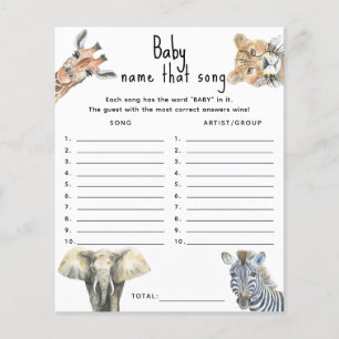 Papier Animaux sauvages - Nommez cette chanson jeu de bab