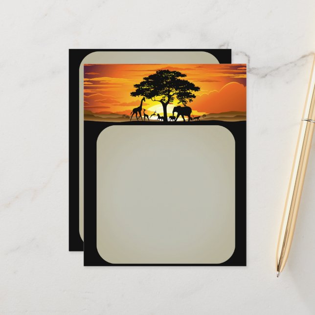 Papier Animaux sauvages sur le coucher de soleil de la sa (Devant/Arrière en situation)