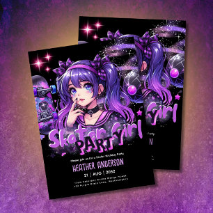Papier Anime Skater Girl Anniversaire Fête Skateboard
