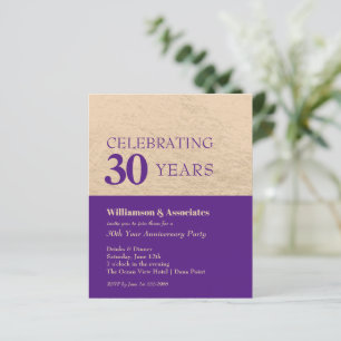 Papier Anniversaire commercial Purple Gold Invitation