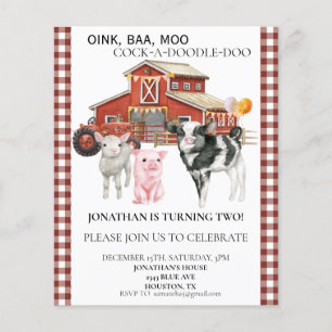 Papier Anniversaire de la ferme d'aquarelle Vache porc gr