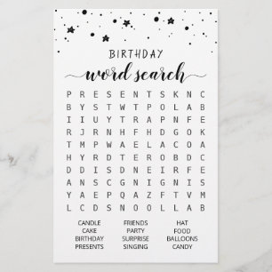 Papier Anniversaire Mot de recherche jeu Anniversaire fêt