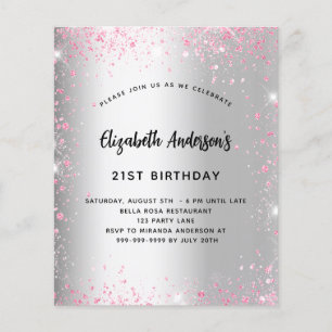 Papier Anniversaire parties scintillant rose argent invit