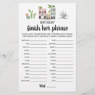 Papier Anniversaire Terminer son phrase Anniversaire jeu 