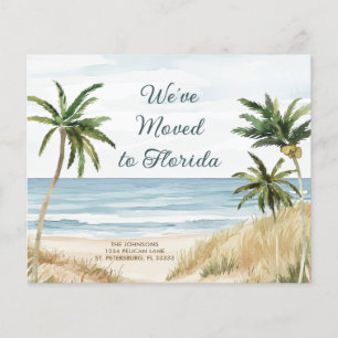 Papier Annonce de déménagement sur une plage avec des pal