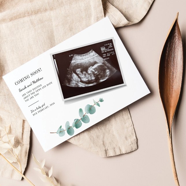 Papier Annonce de grossesse bébé Eucalyptus Budget (Créateur téléchargé)