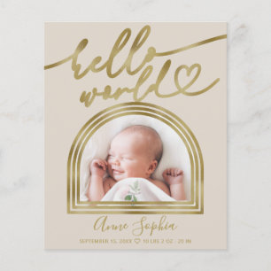 Papier Annonce de naissance Cadre Arch Hello World