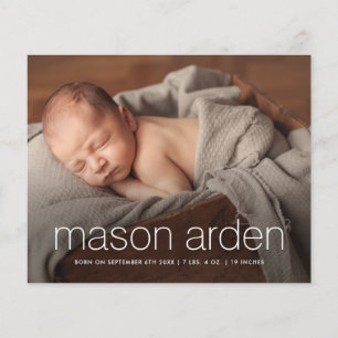Papier Annonce de naissance photo de bébé moderne à petit