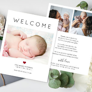 Papier Annonce de naissance photo de bienvenue pour bébé